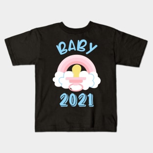 Baby 2021 Pacifier Birth Announcement Family Kids T-Shirt